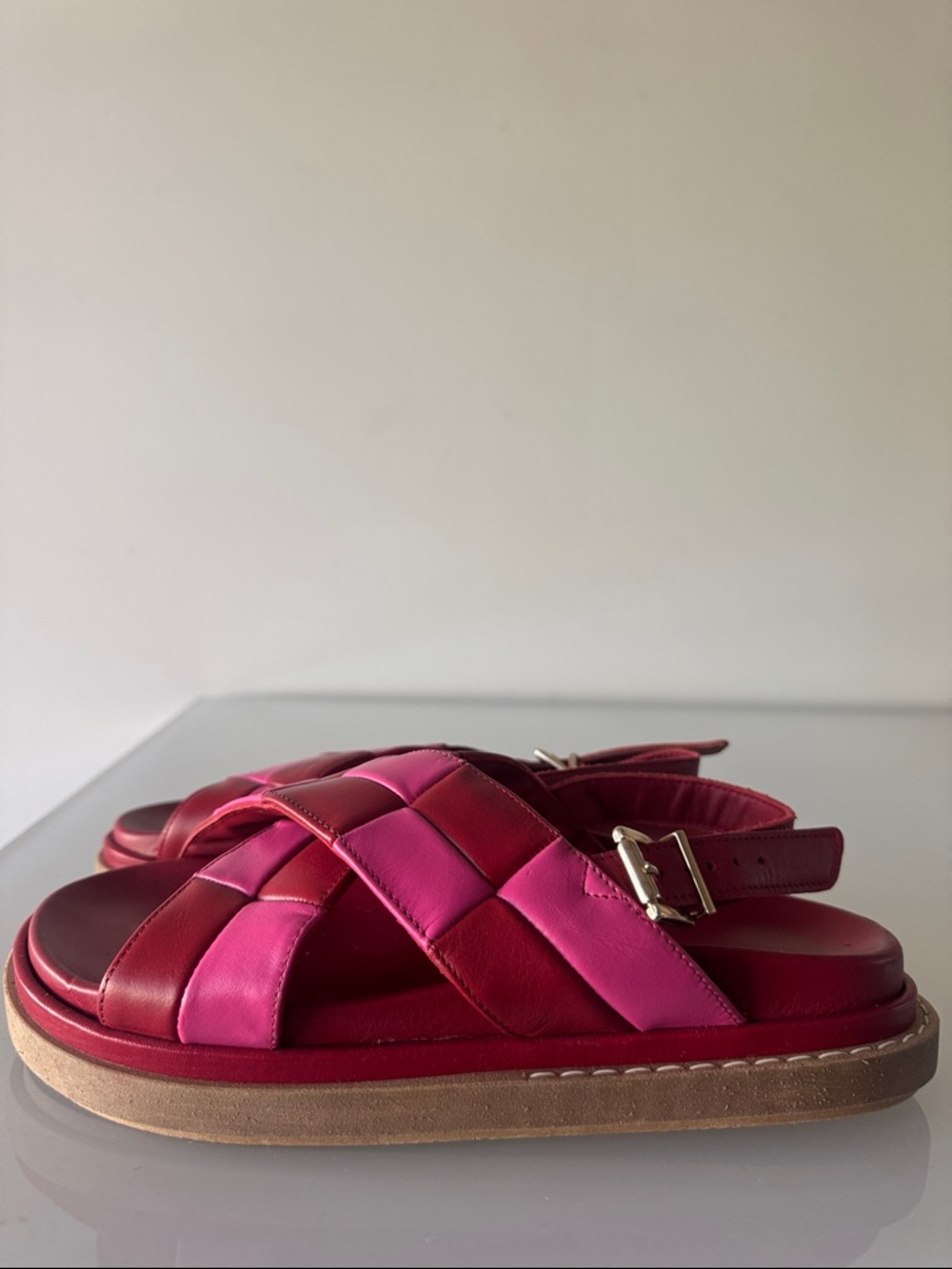 ALOHAS Marshmallow Scacchi Sandal Lipstick Red Magenta Size EU 39 - Picture 5 of 12